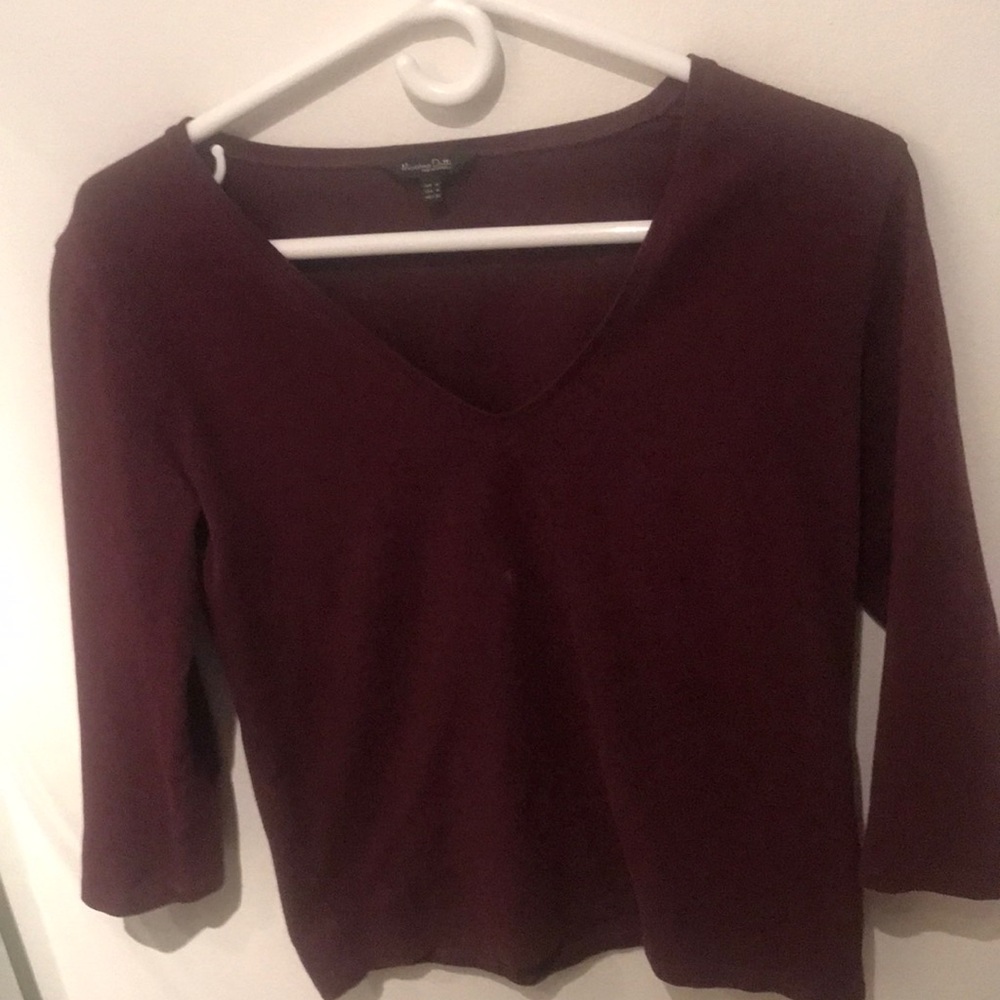 Gorgeous Mid Sleeve Burgundy Top from Massimo Dutti made in Portugal